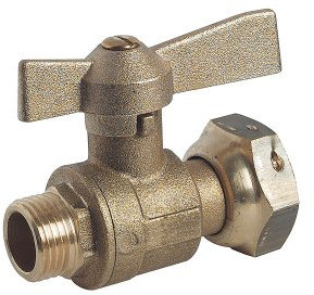 Robinet de Compteur Droit Mâle/M 15x21(1/2) - Ecrou 20x27(3/4)/Court - Long 65 mm