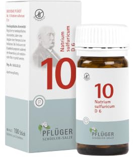 PFLÜGER Schüßler-Salz Nr. 10 Natrium sulfuricum D6, 100 Tabletten | Das Salz der Ausscheidung, Schüssler Salze im Arzneiglas, glutenfrei, Arzneimittel