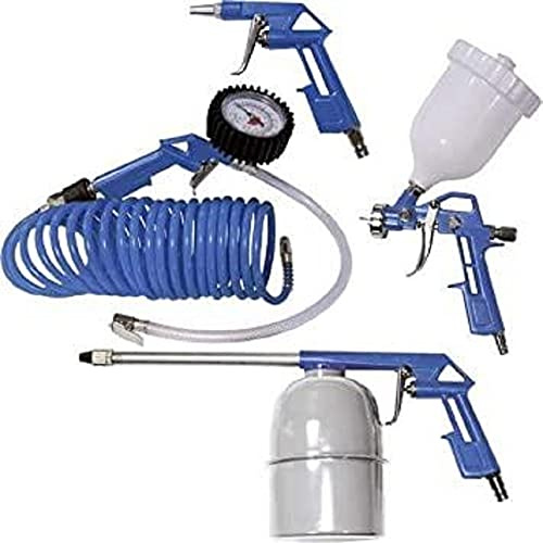 Scheppach Varnish/Accessory for Compressor, Set of 5, Spiral Hose Sprayer and air Blow Gun, Item Number: 3906101704