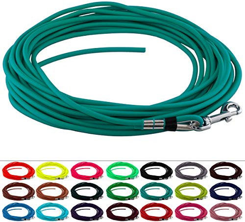 LENNIE Runde BioThane Schleppleine für Hunde ab 25kg, Ø 8mm, 10m lang, ohne Handschlaufe, Petrol/Teal