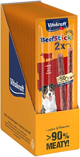Vitakraft Beef Stick, Fleischsticks, Vorratspackung, Hundeleckerlie, mit Rind, zum Verwöhnen und Belohnen (25x 2 Stück)