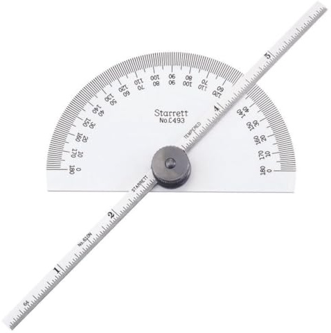 Starrett C493 - Calibre de profundidad y transportador, rango de 0-180, longitud de hoja de 15,24 cm