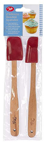 Tala Set of 2 Mini Silicone Spatulas with Wooden Handles, for Baking, Cooking, Spreading and Mixing, Kitchen Utensil, Non-Stick Friendly, Heat Resistant and Dishwasher Safe Heads