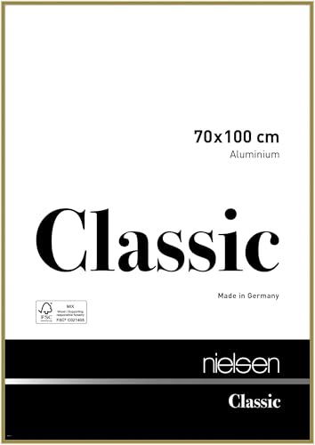 nielsen Classic Aluminium Picture Frame - Polished Gold 70x100cm - with Float Glass and Easy Push-Turn Clips
