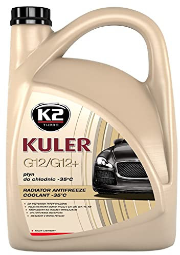K2, Long Life, Liquido antigelo per radiatore, già Miscelato, G12 e G12+, Colore Rosso, Efficace Fino a -35 °C, Liquido di Raffreddamento, antigelo, per Veicoli di Tutte Le Marche, 1 litro
