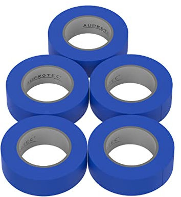 5 rollos VDE cinta aislante eléctrica PVC cinta adhesiva 15mm x 10m DIN EN 60454-3-1 color: azul