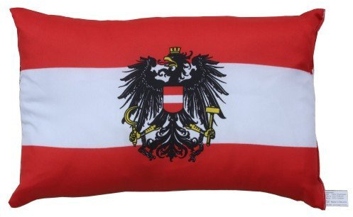 Flaggen Pehl Österreich mit Wappen Kissen Fan Artikel Auto Deko Austria beide, ca. 28 x 40 cm.