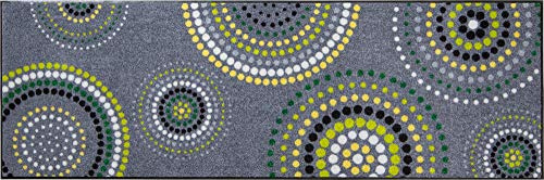 Erwin Müller Fußmatte Ludwigshafen, Schmutzfangmatte, Sauberlaufmatte Kreise grau/grün Größe 70x190 cm - rutschfest, pflegeleicht, für Fußbodenheizung geeignet (weitere Farben, Größen)