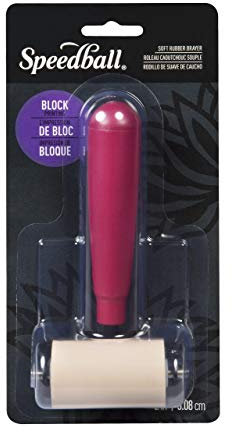 Speedball 2 Soft Rubber Brayer Carded, Block Printing, Printmaking Tools, Brush Roller, Scrapbooking Art Craft Supplies, Decoupage, Beige