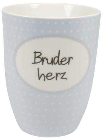 Mea-Living Tasse mit Henkel BRUDERHERZ blau, 500ml, Becher mit Spruch, Geschenkidee für Brüder, Spruchtasse