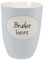 Mea-Living Tasse mit Henkel BRUDERHERZ blau, 500ml, Becher mit Spruch, Geschenkidee für Brüder, Spruchtasse
