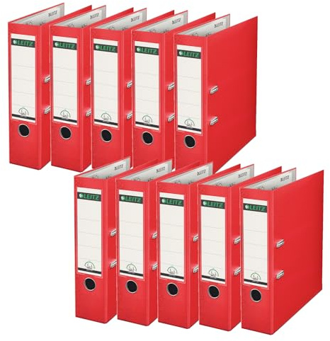 Leitz 180 A4 Plastic Lever Arch File 80 mm (Red) Pack of 10