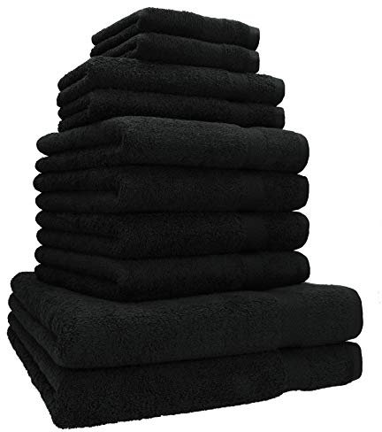 Betz Premium Classic Frottier Handtuch-Set 10-teilig - 2X Liegetücher - 4X Handtücher - 2X Gästetücher - 2X Seiftücher - schwarz