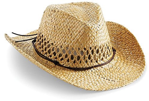 Beechfield - Sombrero de paja Modelo cowboy Summer Unisex Hombre Mujer - Verano / Calor / Naturaleza (Talla Única/Carne)