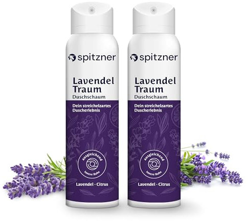Spitzner Duschschaum – Harmonisierende Wellness-Dusche , sanft reinigender Schaum, hautverträglich und 100% vegan (Lavendel, 150 ml (2er Pack))