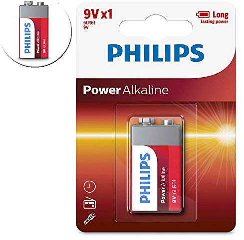 Philips Power Alkaline 6LR61P1B/97 Pile Domestique Single-Use Battery 9V Alcaline - Piles domestiques (Single-Use Battery, 9V, Alcaline, 9 V, 1 pièce(s), 5 année(s))