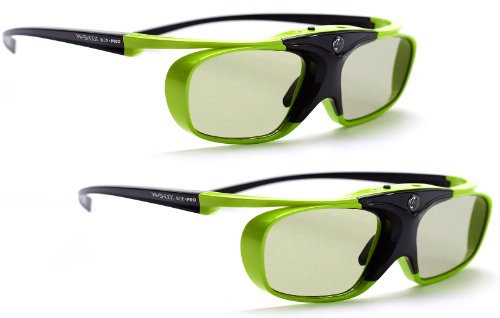 2X Hi-Shock Lime Heaven DLP Link 3D Brille für DLP 3D Projektoren/Beamer | Kompatibel mit Acer, BenQ, Viewsonic, Optoma, LG | 96-200Hz, 32g, USB wiederaufladbar