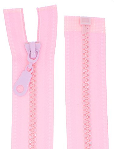 FIM, cerniera con denti in plastica, numero 5, grana media, divisibile, per giacche, 8 - rosa(134), 50cm