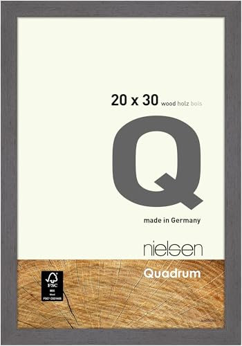 nielsen Bilderrahmen, 20 x 30 cm, Holz, Dunkelgrau, Fotorahmen zum Auftstellen und Aufhängen im Hoch- & Querformat, Echtglas, Quadrum