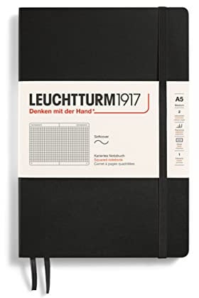 Leuchtturm1917 310337 Notizbuch A5 Medium Lineatur: kariert schwarz