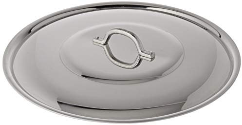 Agnelli Pentole FAMA2936 Flacher Deckel mit Griff, Rand und Brücke, Schwerer Typ aus BLTF-Aluminium, poliertes Silber, 36 cm
