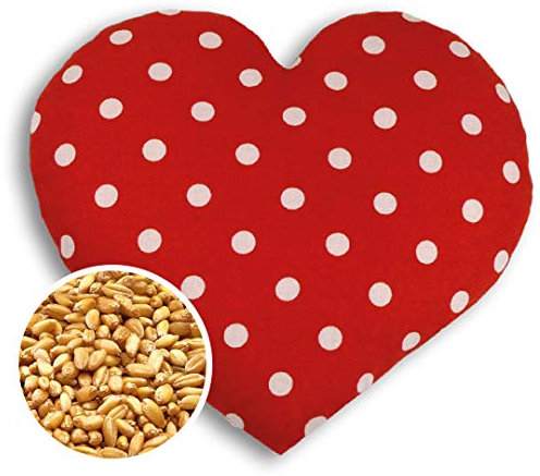Leschi Wheat Bag microwavable, unscented/Heat Pack for Stomach and Lower Back/Heart, Big, Polka dot red