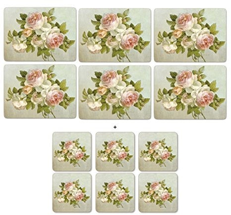 Pimpernel Antique Roses, 6 Placemats + 6 Coasters