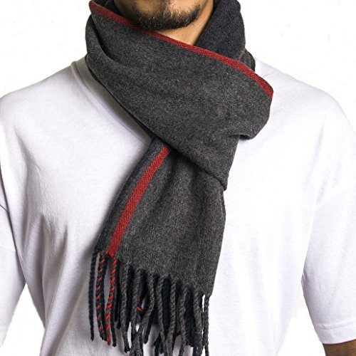 alpine swiss Herren Karierter Schal Weiche Winterschals Unisex,Roter Streifen,Einheitsgröße