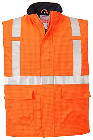 Portwest Bizflame Rain Hi-Vis Antistatic FR Bodywarmer, Size: XXL, Colour: Orange, S776ORRXXL