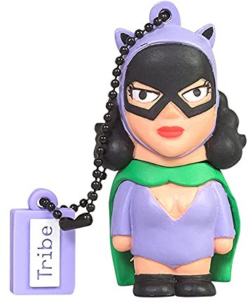 Tribe - Llave USB 16 GB Cat Woman - Memoria Flash Drive 2.0, Personaje Original DC Comics, Llave USB Compatible con Windows, Linux e Mac