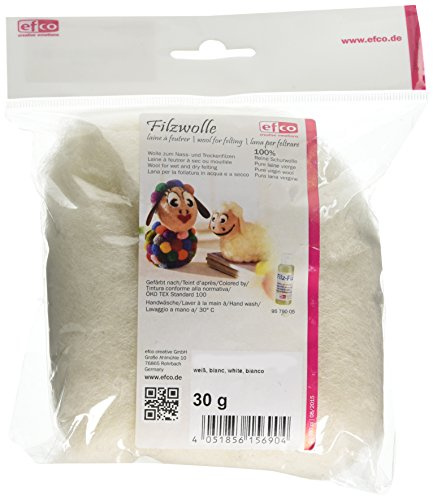 efco – Wolle zum Filzen, weiß, 30 g