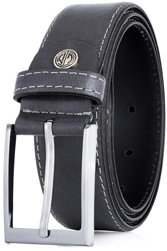 LINDENMANN Leder-Gürtel Herren 35 mm breit, Gürtel Herren Vollrindleder grau