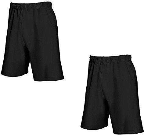 2er-Pack Fruit of The Loom Herren Kurze Sporthosen Jogginghosen Lightweight Shorts (XXL, Schwarz)