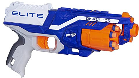NERF Disruptor Elite Blaster - 6-Dart Rotating Drum, Slam Fire, includes 6 Official Nerf Elite Darts - for Kids, Teens, Adults
