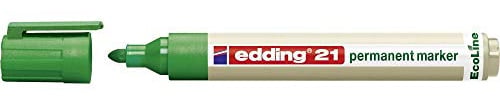 edding 21 Ecoline Permanentmarker - grün - 1 Stift - Rund-Spitze 1,5-3 mm - schnell trocknender Permanent Marker - wasserfest, wischfest - für Karton, Kunststoff, Holz, Metall - Universalmarker