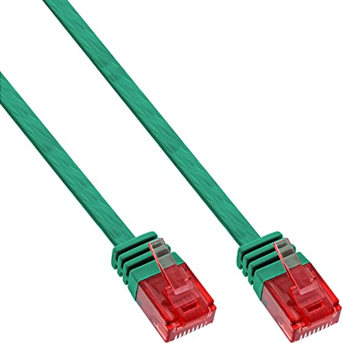 InLine 71655G Patchkabel flach, U/UTP, Cat.6, grün, 0,5m
