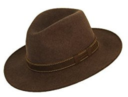 Scippis Paxton Wollfilzhut – handgefertigt in Ecuador – wasserabweisend & knautschbar – Herren Travellerhut aus 100% Wolle (DE/NL/SE/PL, Alphanumerisch, M, Braun Melange)