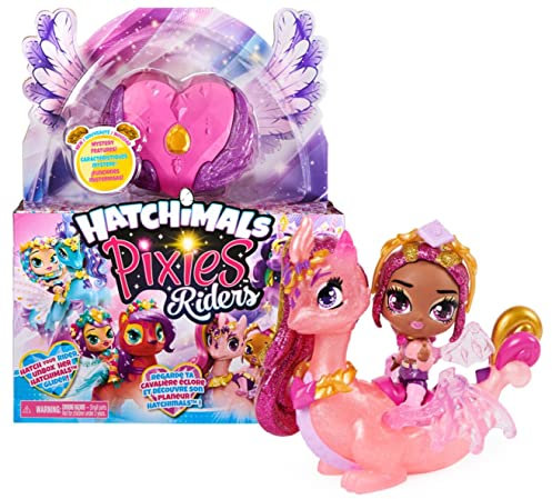 HATCHIMALS Pixies Riders, Crystal Charlotte Pixie y Draggle Glider Hatchimal Set con función misteriosa