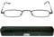 Schmale Metall Mini Lesebrille, Edelstahl Rahmen (Schwarz), mit Gratis Slim-Fit Alu Etui, Lesehilfe Flach Damen und Herren +2.5 Dioptrien