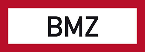 LEMAX® Feuerwehrschild, BMZ (Brandmeldezentrale) - DIN 4066 Alu geprägt weiß/schwarz/Randfarbe: rot 297x105mm