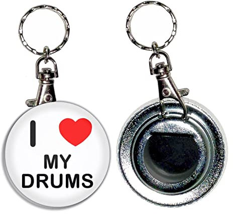 I Love My Drums - 55mm Button Badge Bottle Opener Key Ring