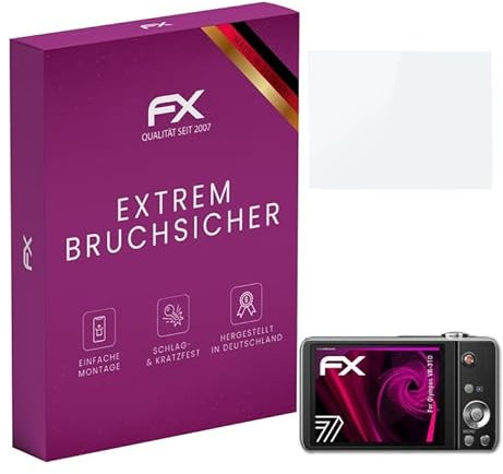 atFoliX Protection Écran Film de verre en plastique compatible avec Olympus VR-310 Verre film protecteur, 9H Hybrid-Glass FX Protection Écran en Verre trempé de plastique
