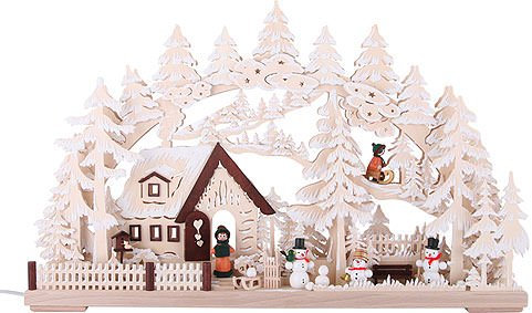 Großer 3-D Schwibbogen Winterlandschaft mit Raureif