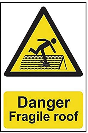 Scan SCA1104 Self adhesive PVC sign - Danger Fragile roof - 200 x 300mm