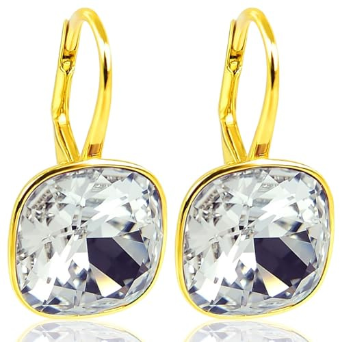 NOBEL SCHMUCK Ohrringe Gold Crystal - Kristalle 925 Sterling Silber vergoldet