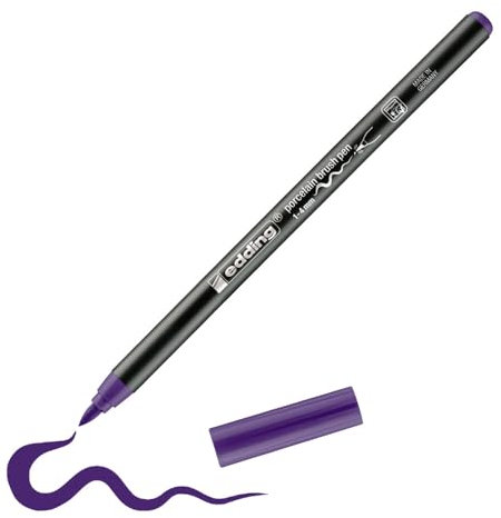 edding 4200 Porzellanpinselstift - violett - 1 Stift - Pinselspitze 1-4 mm - Filzstift zum Beschriften u. Dekorieren von Keramik, Porzellan - spülmaschinenfest, lichtechte Tinte, schnell trocknend