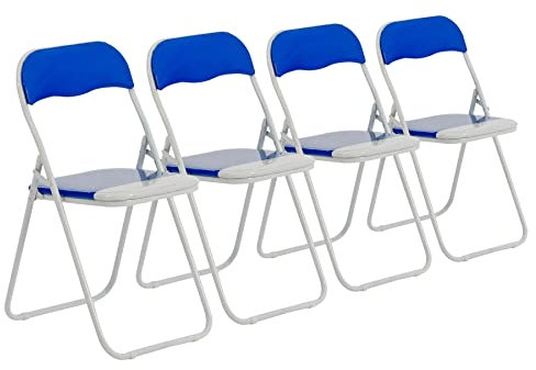 Harbour Housewares Klappstuhl - gepolstert - Blau/Weiß - 4 Stück
