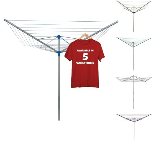 Strata 164 FT Umbrella Wäscheleine Outdoor – Wäscheleine für den Außenbereich – Aluminiumrahmen mit Bodenhülse – Wäscheleine zum Trocknen von Wäsche, Wäscheleine zum Aufhängen von Kleidung, Laken usw.