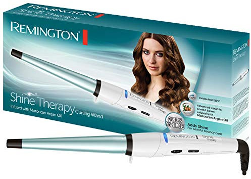 Remington Rizador de Pelo Shine Therapy, Aceite de Argán, Ondulador de Pelo con Barril de 13-25 mm, Crea Rizos Suaves, Cabello Brillante, Cerámica Avanzada, 8 Temperaturas hasta 210°C, CI53W