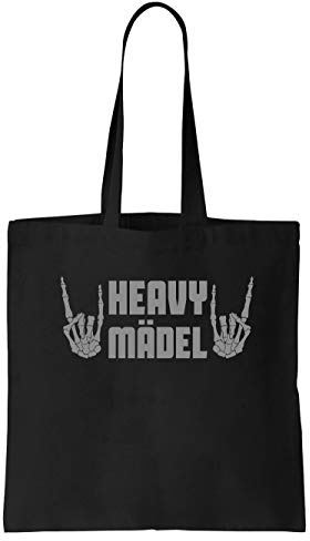 clothinx Heavy Mädel | Heavy Metal für Alle - Passend für jedes Konzert und die nächste Party | Wer mag schon keine laute Musik und lange Nächte? Stoff-Tasche
